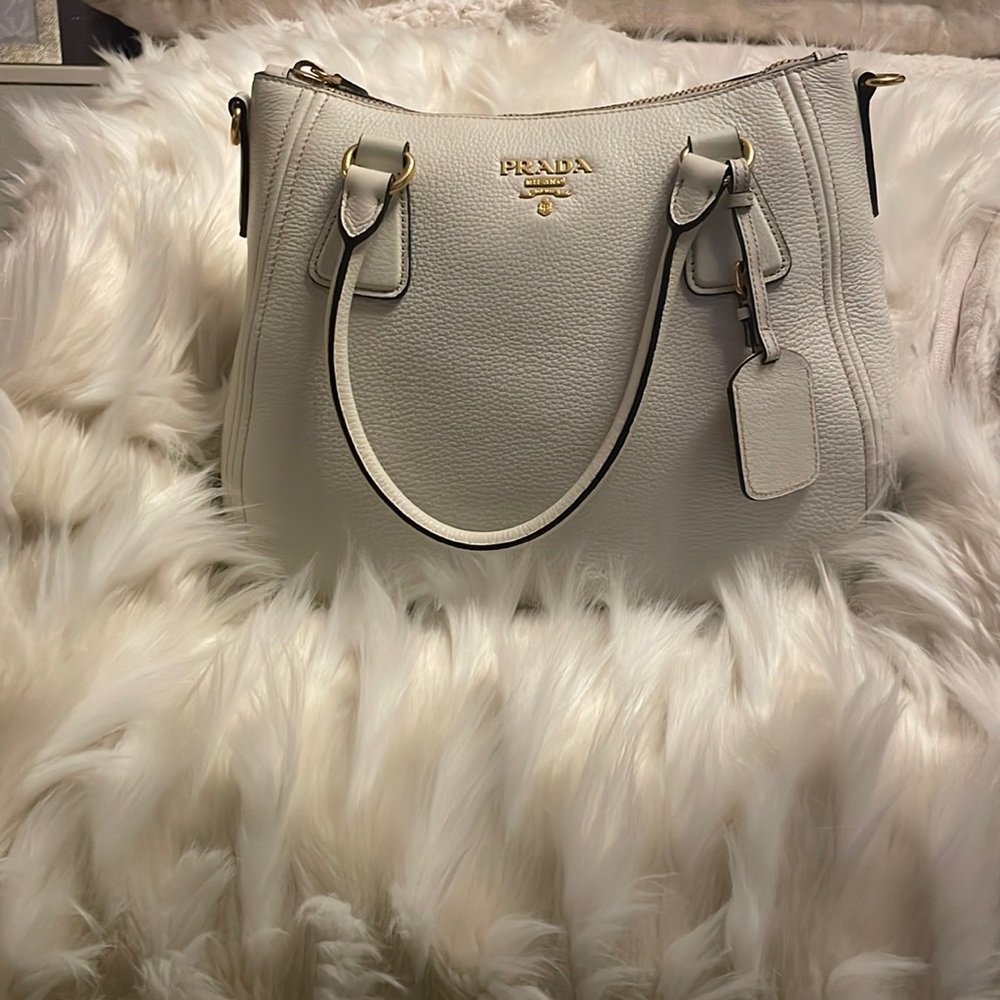 One of a kind authentic white leather PRADA bag.
